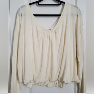 MAEVE - ANTHROPOLOGIE- Elegant Cream Women's Top With Balloon Hemline